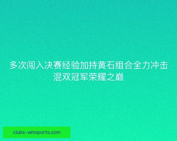 多次闯入决赛经验加持黄石组合全力冲击混双冠军荣耀之巅